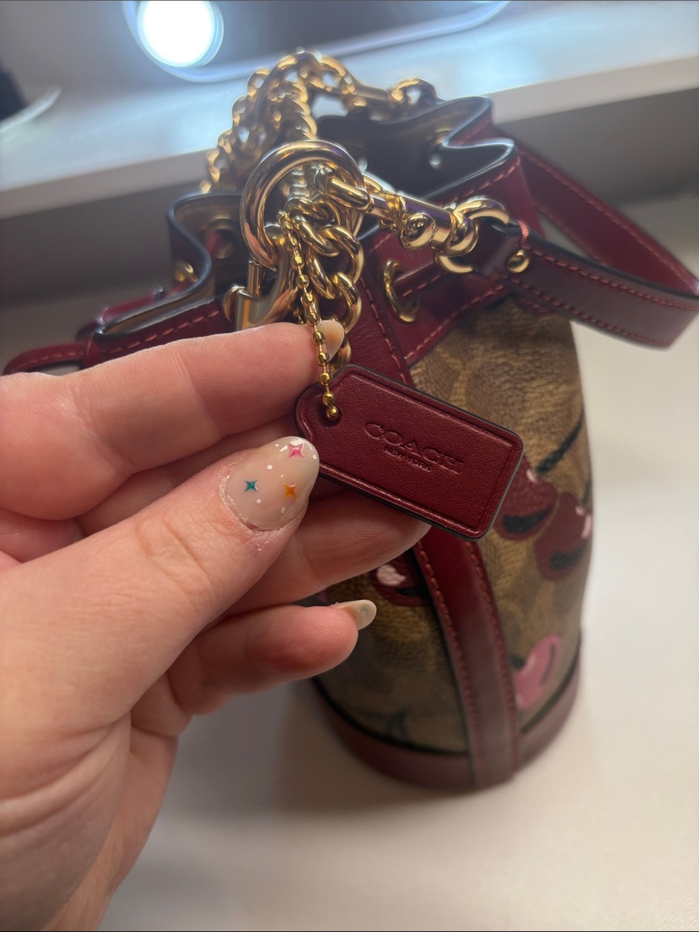 Coach mini signature cherry bucket bag - Picture 2 of 7